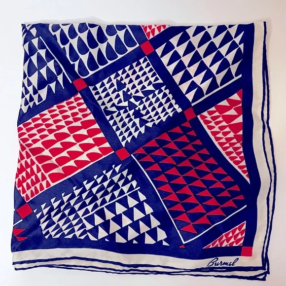 Burmel - 70’s Vintage Silk Scarf in Red, White & Blue - Picture 1 of 4
